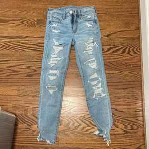 American eagle skinny jeans ripped size 0